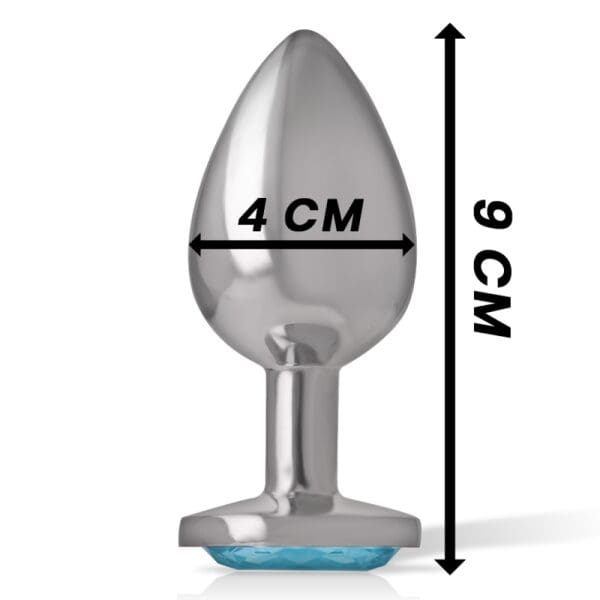 INTENSE - ALUMINUM METAL ANAL PLUG WITH BLUE CRYSTAL SIZE L 5